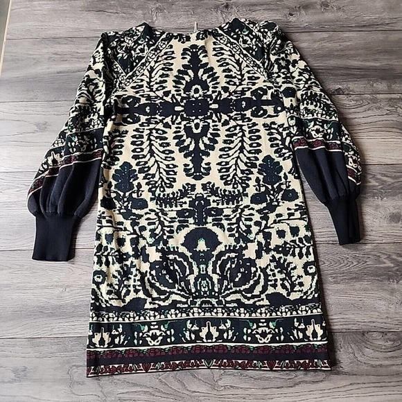 Free People Music & Lyrics Sweater Puff Long Sleeve Mini Dress Sz M - Picture 4 of 4